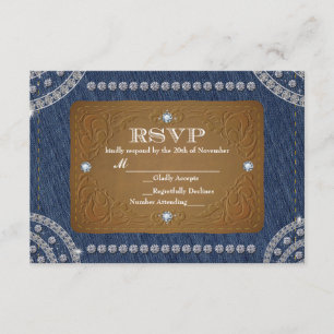 Denim & Diamonds jeans label trouw-RSVP kaart