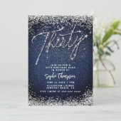 Denim Diamonds Kalligrafie 30e Verjaardagsfeest Kaart (Staand voorkant)