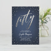 Denim Diamonds Moderne Minimalistische 50ste Verja Kaart (Staand voorkant)