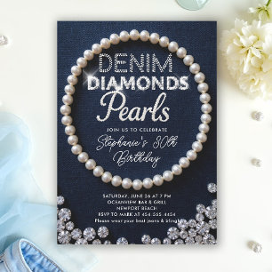 Denim Diamonds Parels Type Classy Moderne Verjaard Kaart