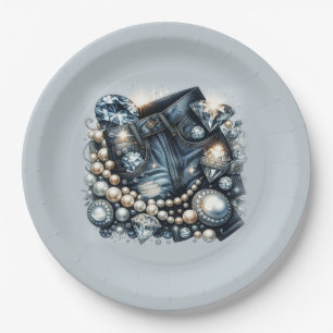 Denim Diamonds & Pearls Jeans Bling Verjaardagsfee Papieren Bordje