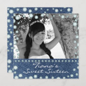 Denim Diamonds Photo Sweet 16 Invitation (Devant / Derrière)