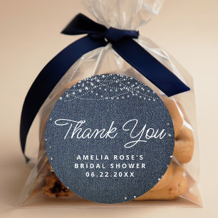 Denim Diamonds Rustic Lights Script Dank Je Ronde Sticker