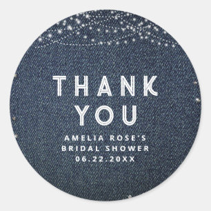 Denim Diamonds Rustieke Lichten Elegante Dank Je Ronde Sticker