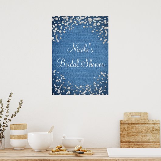Denim & Diamonds Scattered Bling Poster Banner (Keuken)