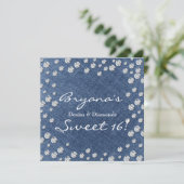 Denim Diamonds Scattered Bling Sweet 16 Invitation (Debout devant)
