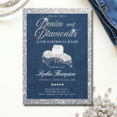Denim Diamonds Script Bling 30ste verjaardagsfeest Kaart
