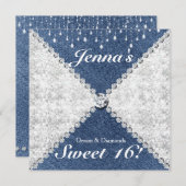 Denim & Diamonds Sparkle Bling Party Uitnodiging (Voorkant / Achterkant)