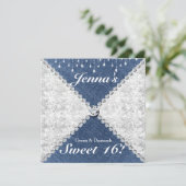 Denim & Diamonds Sparkle Bling Party Uitnodiging (Staand voorkant)