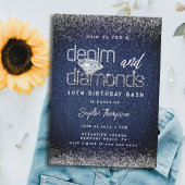 Denim Diamonds Typografie Chic 30th Birthday Party Kaart