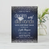 Denim Diamonds Typografie Chic 50ste Verjaardagsfe Kaart (Staand voorkant)