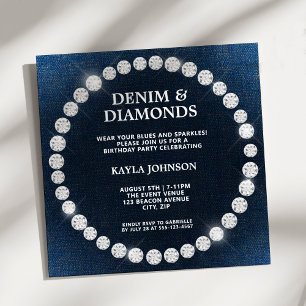 Denim Diamonds Vierkante Halo Verjaardagsfeestje Kaart