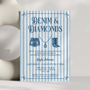 Denim Diamonds Voorbereide Kust Cowgirl Streep Boo Kaart