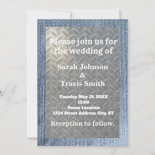 Denim & Diamonds Wedding Invitation Kaart (Voorkant)