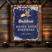 Denim Diamonds Westerse Rustieke Verjaardag Achter Wandkleed