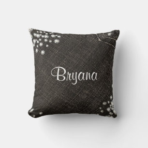 Denim & Diamonds Zwarte jeans met Bling Glamour Kussen