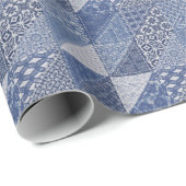 Denim driehoek Patchwork textuur. Cadeaupapier (Rol Hoek)