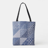 Denim driehoek Patchwork  textuur. Draagtas (Achterkant)