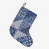 Denim driehoek Patchwork textuur. Kleine Kerstsok (Voorkant (Hangend))