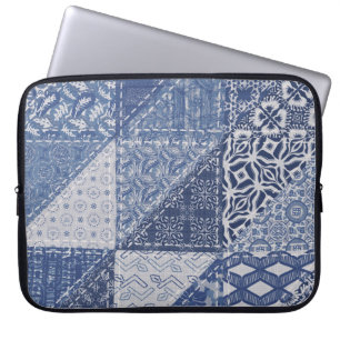 Denim driehoek Patchwork textuur. Laptop Sleeve