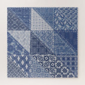 Denim driehoek Patchwork  textuur. Legpuzzel (Horizontaal)