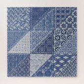 Denim driehoek Patchwork textuur. Legpuzzel (Verticaal)
