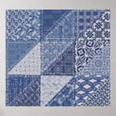 Denim driehoek Patchwork textuur. Poster (Voorkant)