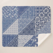 Denim driehoek Patchwork textuur. Sherpa Deken (Voorkant (horizontaal))
