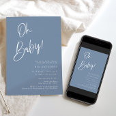 Denim/Dusty Blue Bohemian Baby shower Invitation Kaart