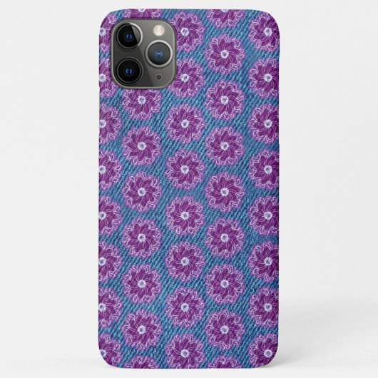Denim en bloemen paars blauw grafisch Case-Mate iPhone case (Achterkant)