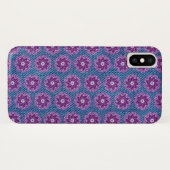 Denim en bloemen paarse/blauwe ifoondraagtas Case-Mate iPhone case (Achterkant (horizontaal))