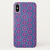 Denim en bloemen paarse/blauwe ifoondraagtas Case-Mate iPhone case (Achterkant)