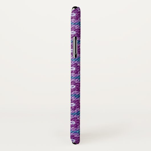 Denim en bloemen paarse/blauwe ifoondraagtas Case-Mate iPhone case (Achterkant / rechts)