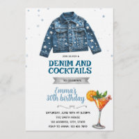 Denim en cocktails feest uitnodiging