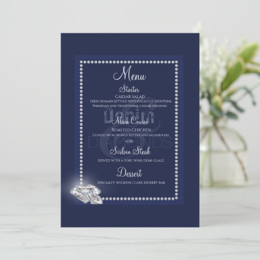 Denim- en diamantblauw menu (Staand voorkant)