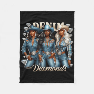 Denim en diamanten Afrikaanse Melanine Swag Cowgir Fleece Deken