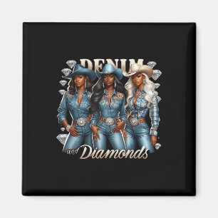 Denim en diamanten Afrikaanse Melanine Swag Cowgir Magneet