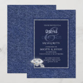 Denim en diamanten bachelorette-uitnodiging kaart (Voorkant / Achterkant)
