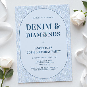 Denim en Diamanten Blauwe Broek 30e Verjaardagsfee Kaart