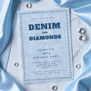 Denim en Diamanten Blauwe Broek 30e Verjaardagsfee Kaart