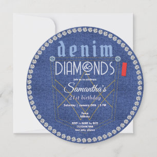 Denim en diamanten Blauwe jeans Bling verjaardagsf Kaart