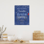 Denim en diamanten Blauwe jeans Bling verjaardagsf Poster (Keuken)