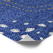 Denim en diamanten Blauwe jeans Bling verjaardagsf Poster (Hoek)