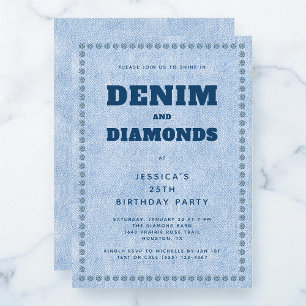 Denim en Diamanten Blauwe Spijkerbroek 25e Verjaar Kaart