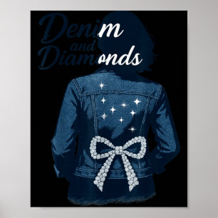 Denim En Diamanten Boog Dames Meisjes Broeken Vrou Poster