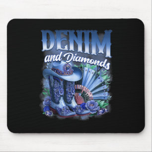 Denim En Diamanten Country Western Cowgirl Laarzen Muismat