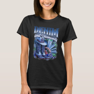 Denim En Diamanten Country Western Cowgirl Laarzen T-shirt