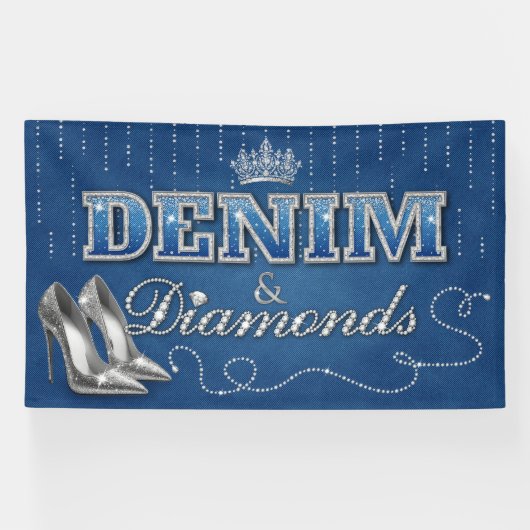 Denim en diamanten feestje  spandoek (Horizontaal)