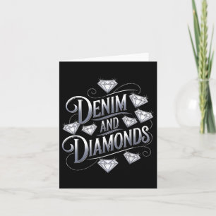 Denim en diamanten Glam Cowgirl Party Design Kaart
