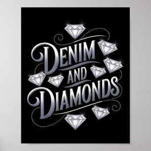 Denim en diamanten Glam Cowgirl Party Design Poster